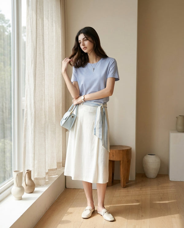 Silk & Cotton T-Shirt – Women's Short Sleeves, 16 Colors