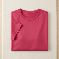 T-shirt soie & coton manches courtes femme - coloris Rose Framboise | StudioSoie