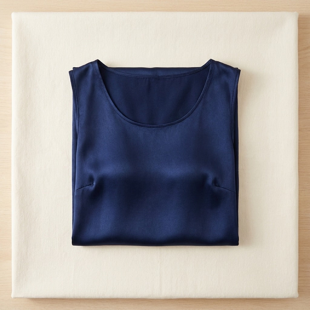 Mini Robe en Soie de Mûrier 100 % — Col Rond Unie 7 Coloris Femme - coloris bleu-marine | StudioSoie