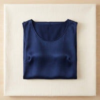 Mini Robe en Soie de Mûrier 100 % — Col Rond Unie 7 Coloris Femme - coloris bleu-marine | StudioSoie