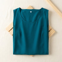 Mini Robe en Crêpe de Chine de Soie 100 % — Sans Manches 7 Coloris Femme - coloris bleu-malachite | StudioSoie