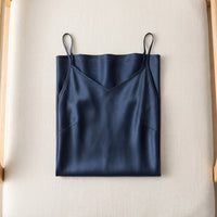 Robe longue unie en soie de mûrier - coloris Bleu Marine | StudioSoie