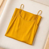 Robe Mi-Longue en Soie 93 % — Bretelles Fines 11 Coloris Femme - coloris gingembre | StudioSoie