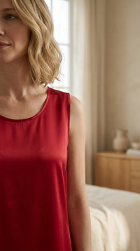 Mini Robe en Soie de Mûrier 100 % — Col Rond Unie 7 Coloris Femme — détail du décolleté | StudioSoie