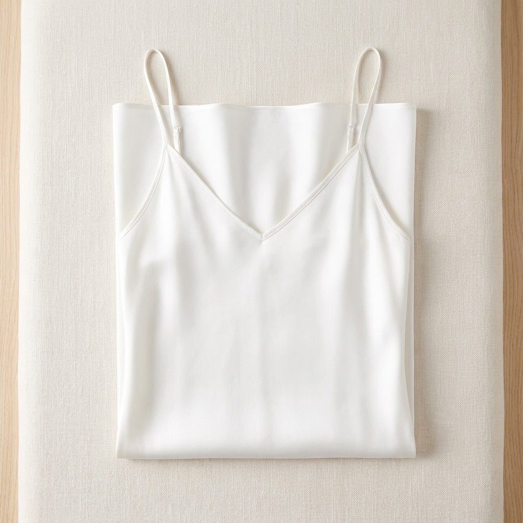 Robe Longue en Soie de Mûrier 21 Momme — Col V Bretelles Réglables 17 Coloris Femme - coloris blanc | StudioSoie