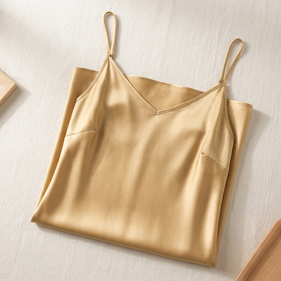 Robe longue unie en soie de mûrier - coloris Doré | StudioSoie