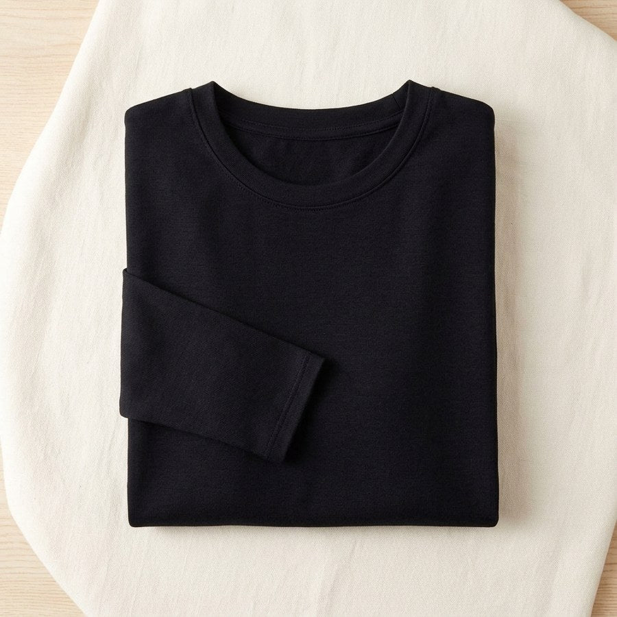 Sous-pull soie & viscose thermique manches longues femme - coloris Noir | StudioSoie