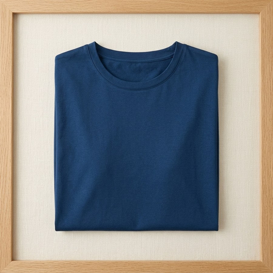 T-shirt soie & coton manches courtes femme - coloris Bleu Encre | StudioSoie