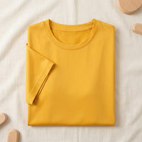 T-shirt soie & coton manches courtes femme - coloris Jaune Safran | StudioSoie