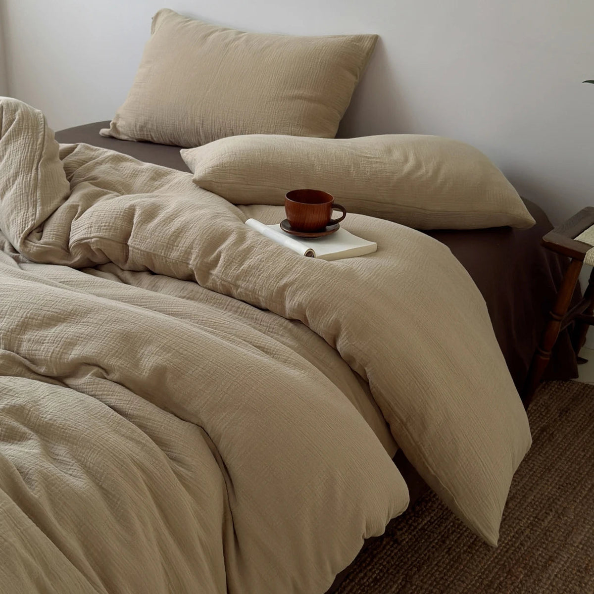 Housse de Couette en Coton Froissé — Douceur Naturelle - StudioSoie