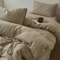 Gekreukeld Katoenen Dekbedovertrek — Natuurlijke Zachtheid