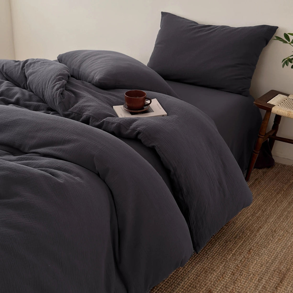 Housse de Couette en Coton Froissé — Douceur Naturelle - StudioSoie