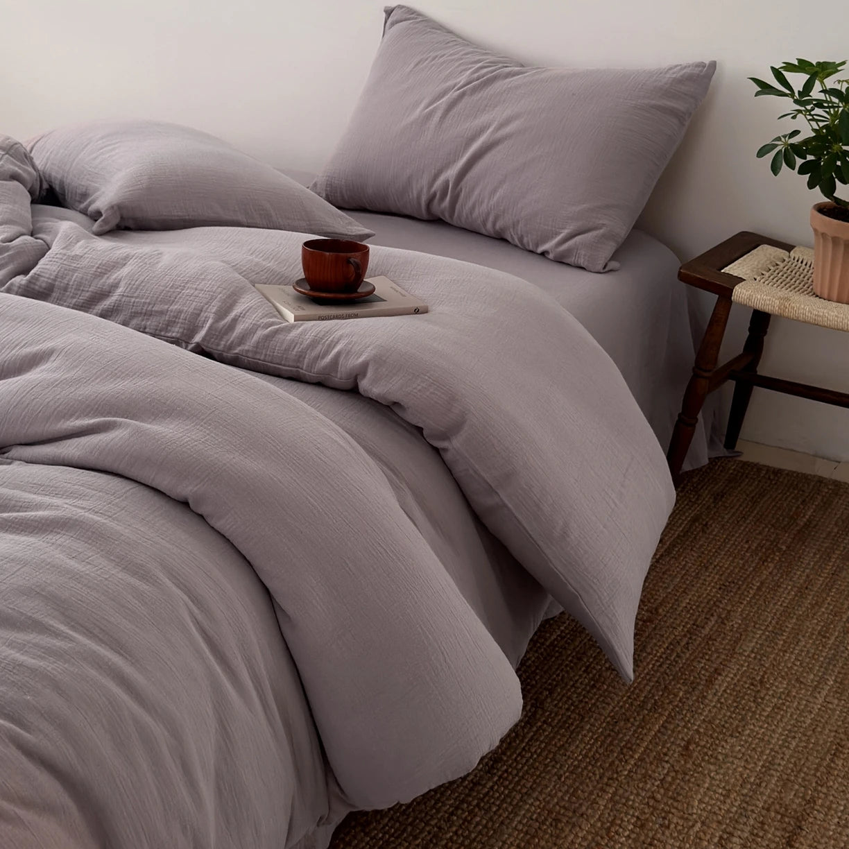 Gekreukeld Katoenen Dekbedovertrek — Natuurlijke Zachtheid