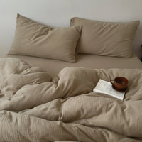 Gekreukeld Katoenen Dekbedovertrek — Natuurlijke Zachtheid