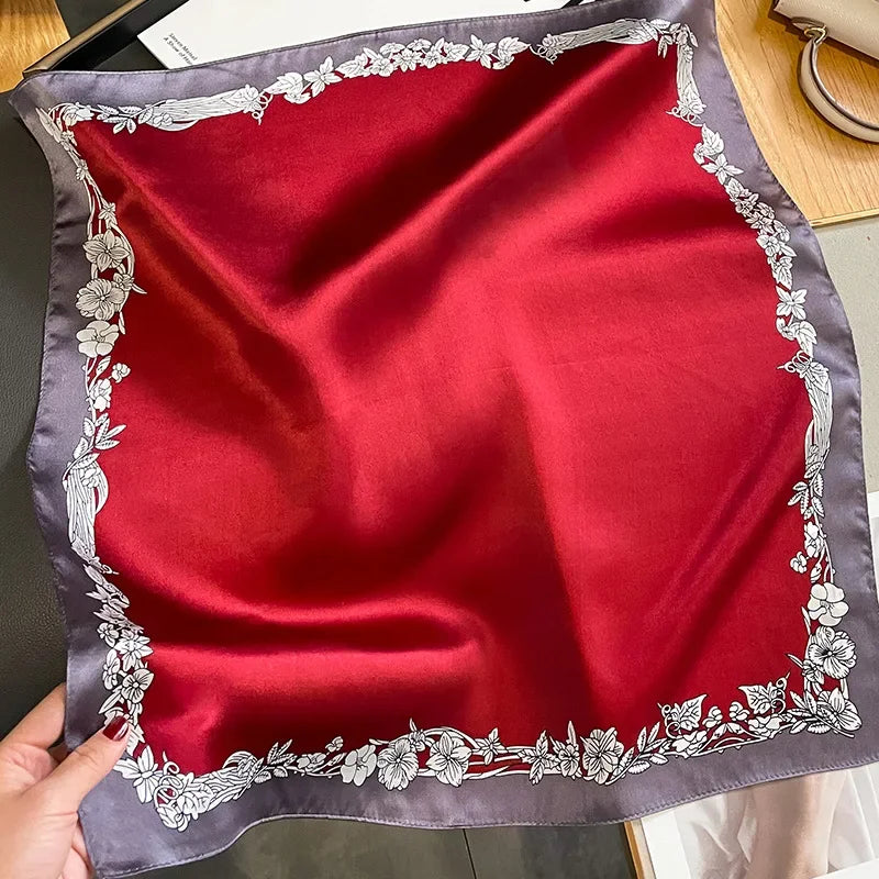 Nature Silk Neck Scarves Lady Foulard Lovely Strawberry Print 100% Real Silk Square Scarf for Women Bag Ribbon Hairband Kerchief - StudioSoie - 