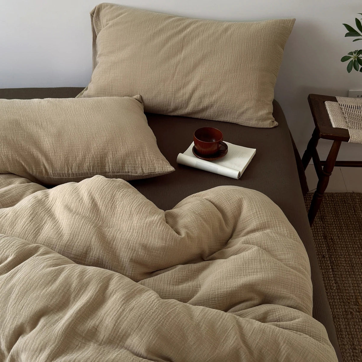 Housse de Couette en Coton Froissé — Douceur Naturelle - StudioSoie