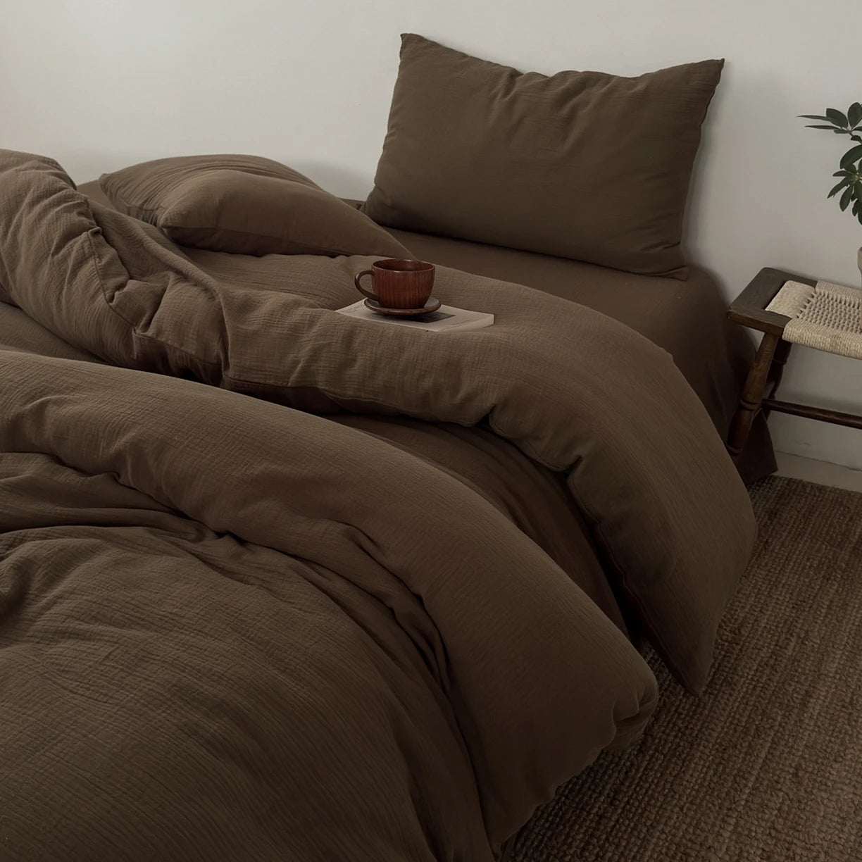 Gekreukeld Katoenen Dekbedovertrek — Natuurlijke Zachtheid