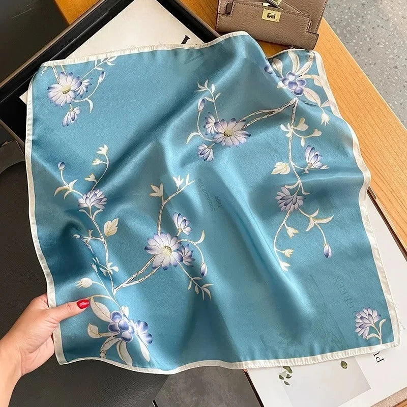 Nature Silk Neck Scarves Lady Foulard Lovely Strawberry Print 100% Real Silk Square Scarf for Women Bag Ribbon Hairband Kerchief - StudioSoie - 
