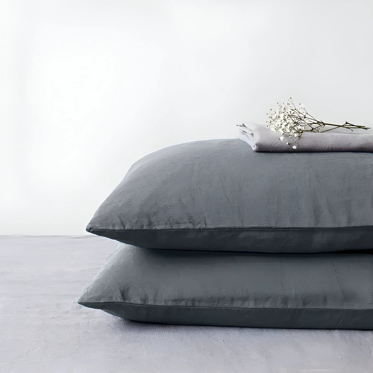 Taie d'Oreiller en Lin gris - StudioSoie