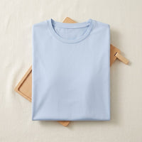 T-shirt soie & coton manches courtes femme - coloris Bleu Layette | StudioSoie