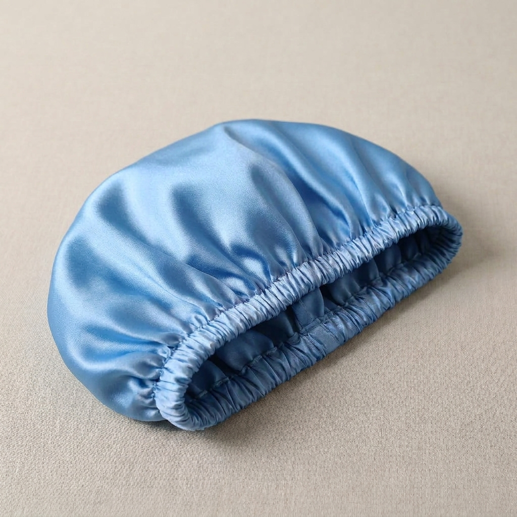 Bonnet de nuit en soie pour enfant Bleu - StudioSoie