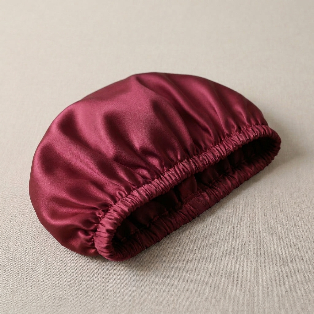 Bonnet de nuit en soie pour enfant Bordeaux - StudioSoie
