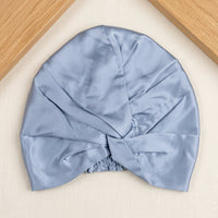 Bonnet turban en soie – coloris Bleu Gris – StudioSoie