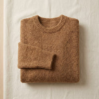 Pull en alpaga 78% maille brossée manches tombantes femme - coloris Caramel | StudioSoie