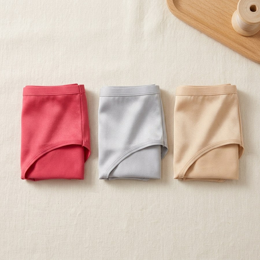 Lot de 3 culottes en soie de mûrier taille basse femme - coloris Trio · Pastèque, Argent, Beige | StudioSoie