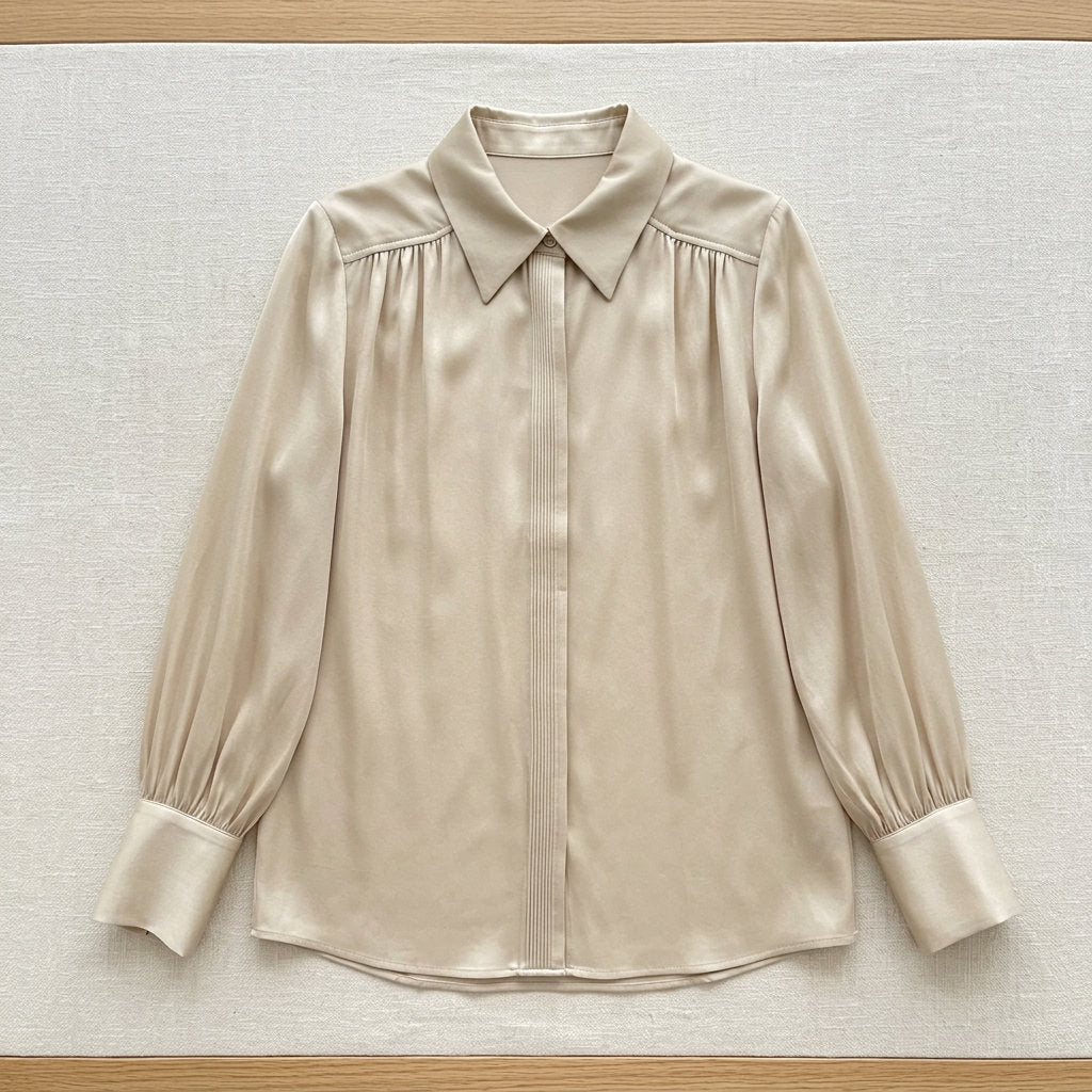 Chemise ample en soie de mûrier 19 momme – coloris Champagne – StudioSoie