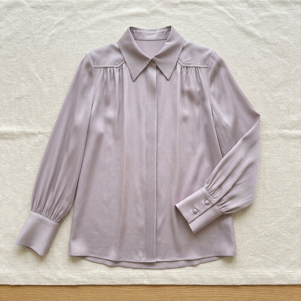 Chemise ample en soie de mûrier 19 momme – coloris Lilas – StudioSoie