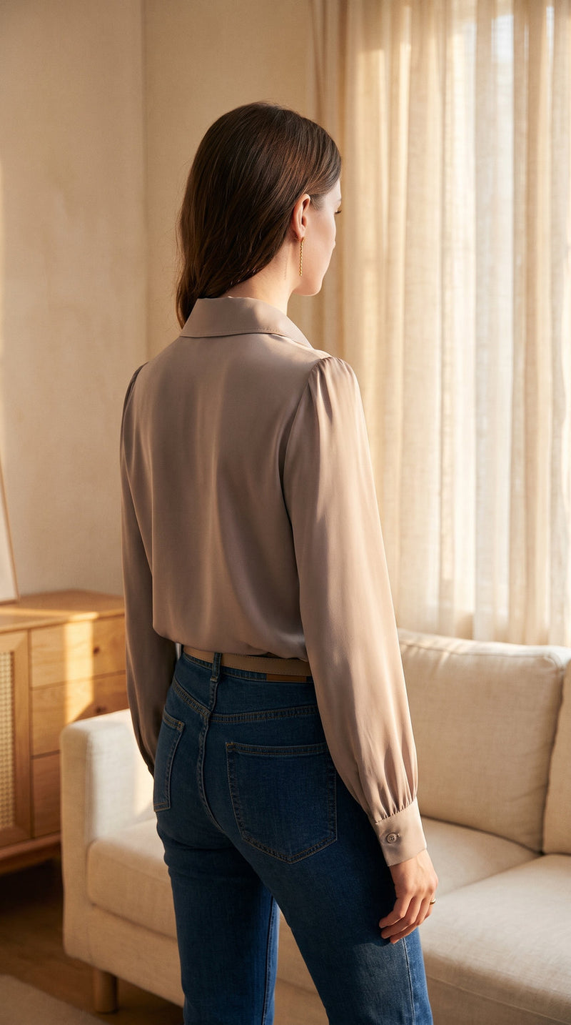 Chemise classique en soie de mûrier 19 momme – visuel 3 – StudioSoie