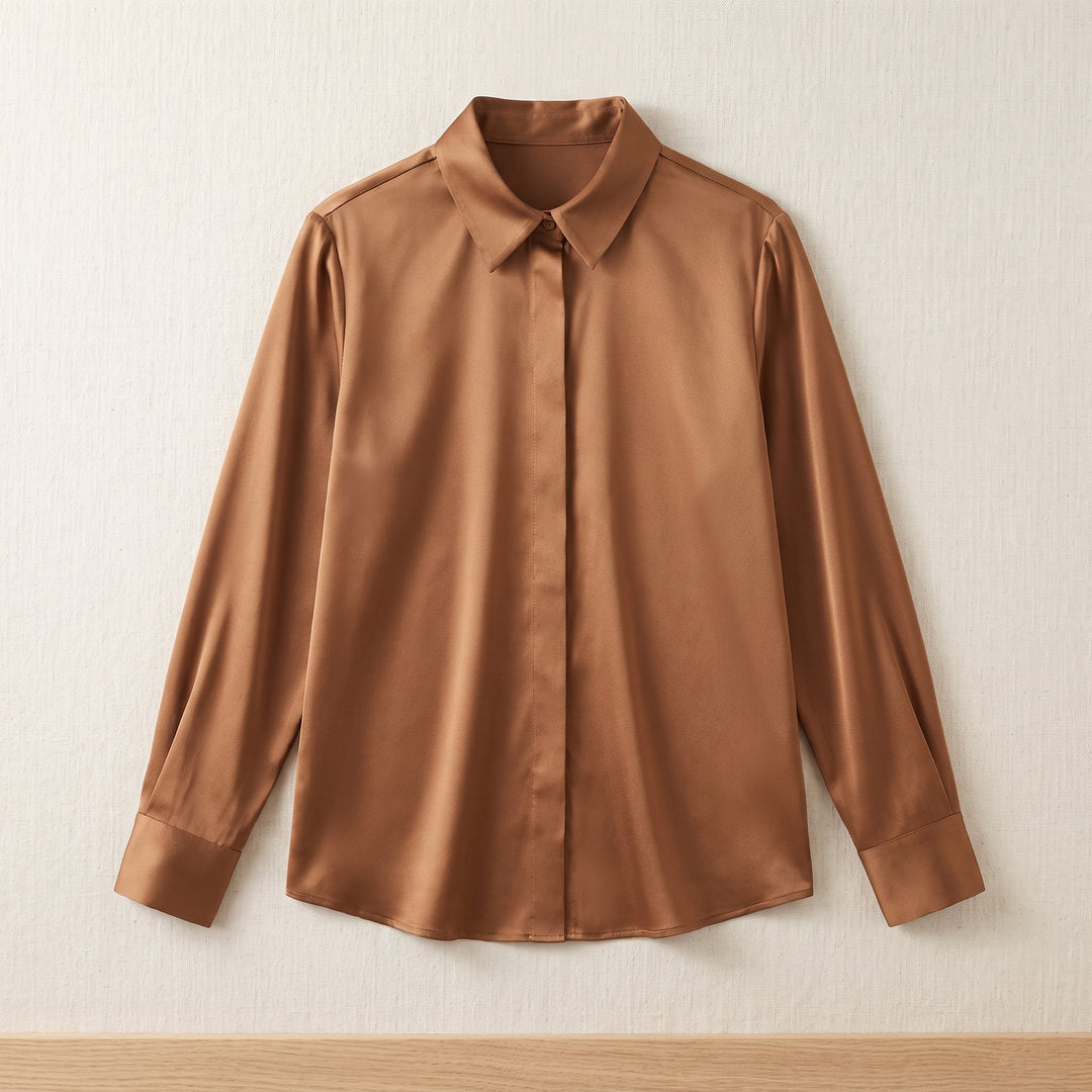 Chemise en soie de mûrier 6A – Caramel
