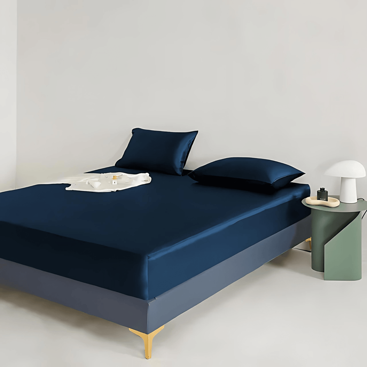 Drap Housse en Soie 22MM Bleu Nuit StudioSoie