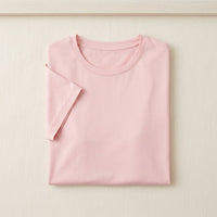 T-shirt soie & coton manches courtes femme - coloris Rose Sakura | StudioSoie