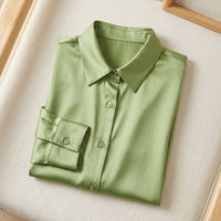Chemisier en soie de mûrier 93% manches longues femme - coloris Vert Clair | StudioSoie