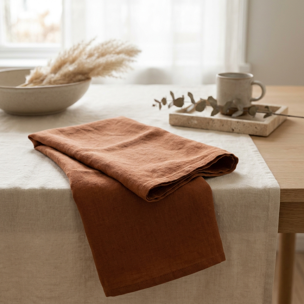 Nappe de Table en Lin 100% - terracotta - StudioSoie