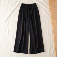 Pantalon large en soie de mûrier – Noir