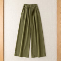 Pantalon large en soie de mûrier – Vert Olive