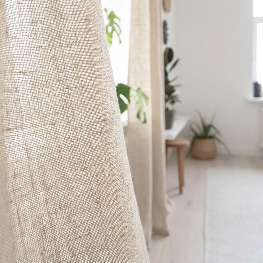 Rideau en Lin Lavé 100% – Tamisant, Tons Naturels - StudioSoie