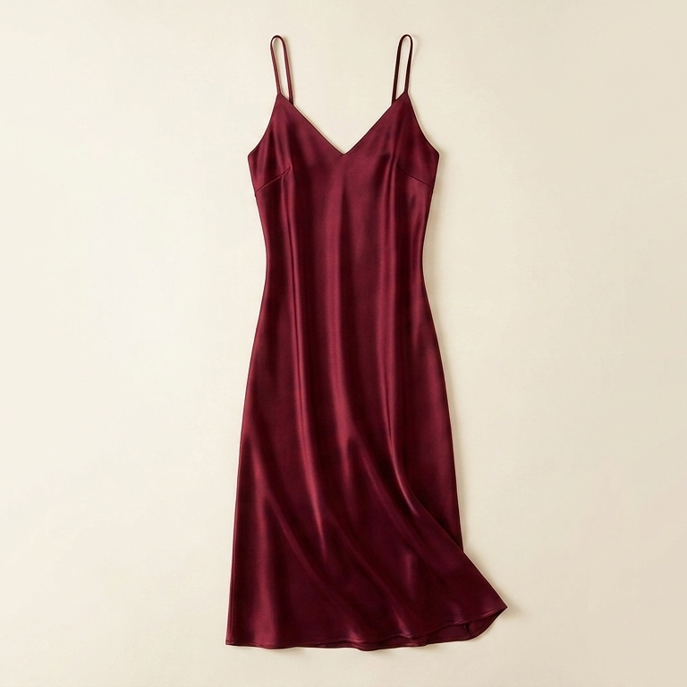 Robe caraco en soie de mûrier 21 momme bordeaux - StudioSoie