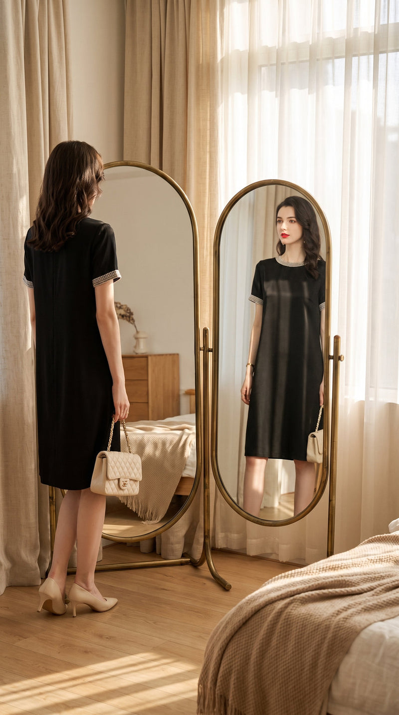 Petite robe noire en soie de Hangzhou – visuel 1 – StudioSoie