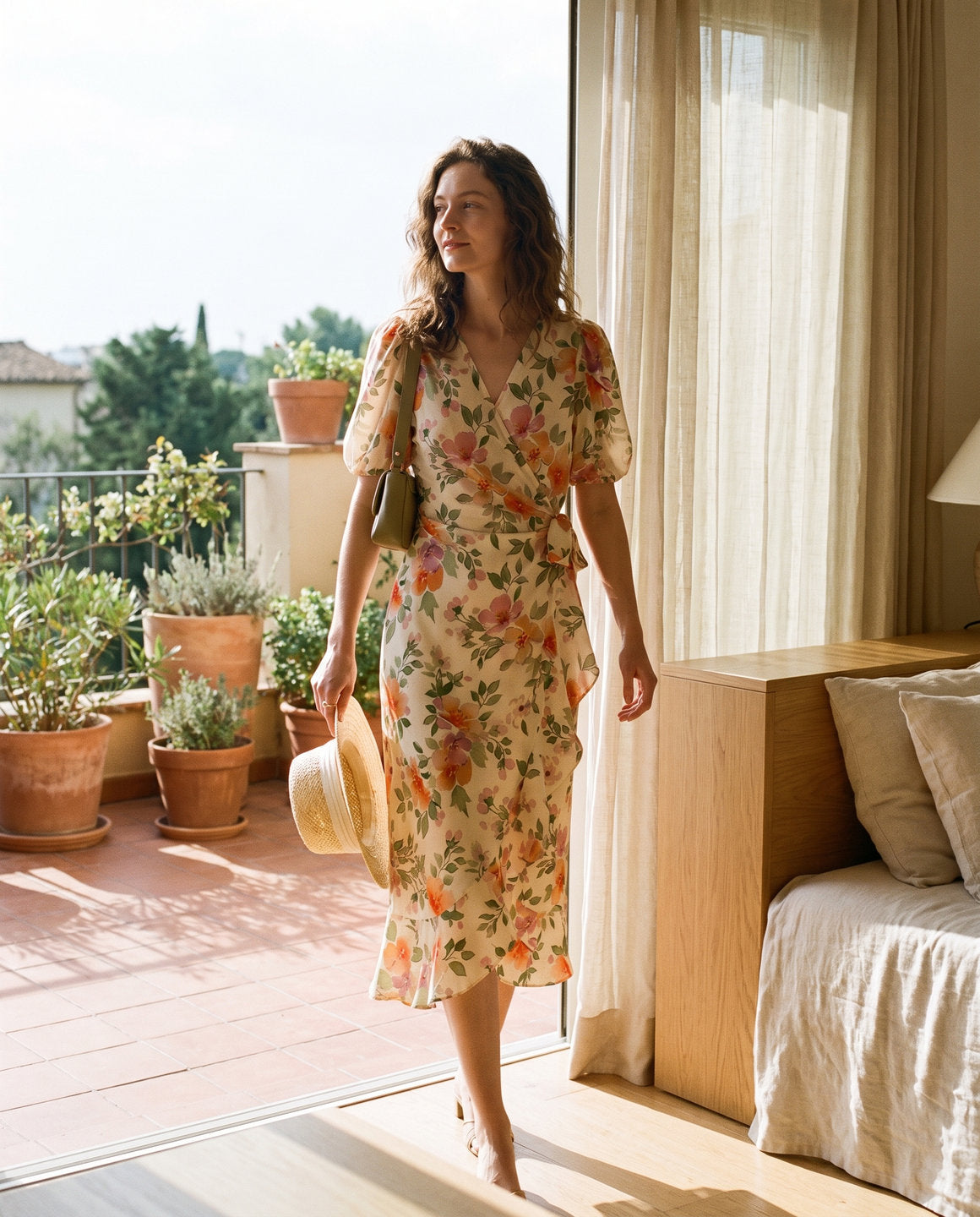 Robe portefeuille en crêpe de soie de mûrier – scène de vie – StudioSoie