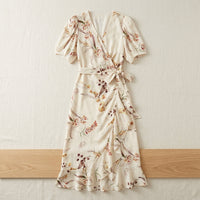 Robe portefeuille en crêpe de soie de mûrier – coloris Imprimé Ivoire – StudioSoie
