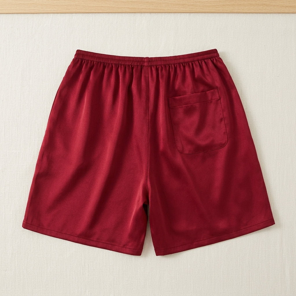 Short de nuit homme en soie de mûrier – coloris Bordeaux – StudioSoie