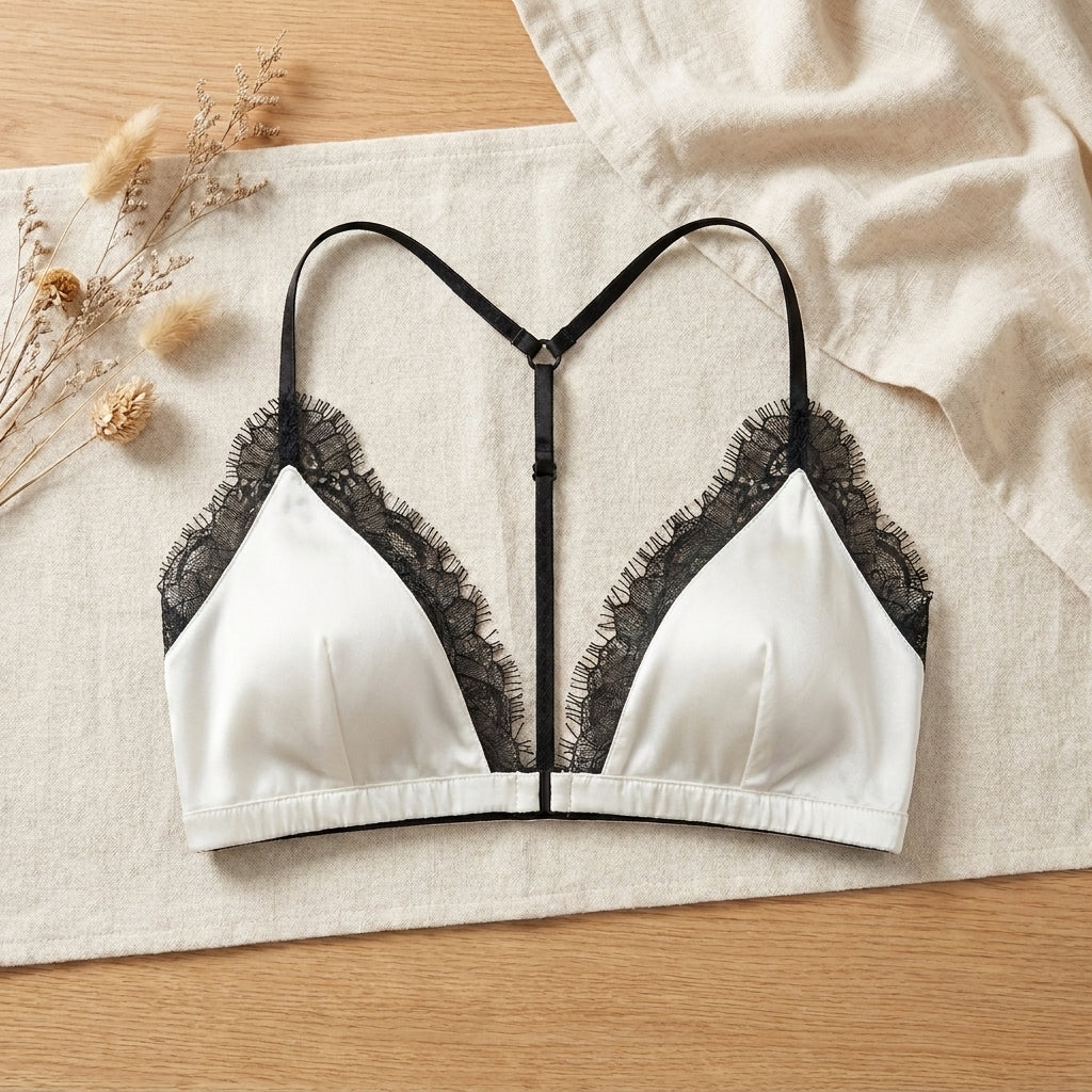 Soutien-Gorge en Soie de Mûrier & Dentelle - Sans Armature Triangle Femme 100% Soie - StudioSoie
