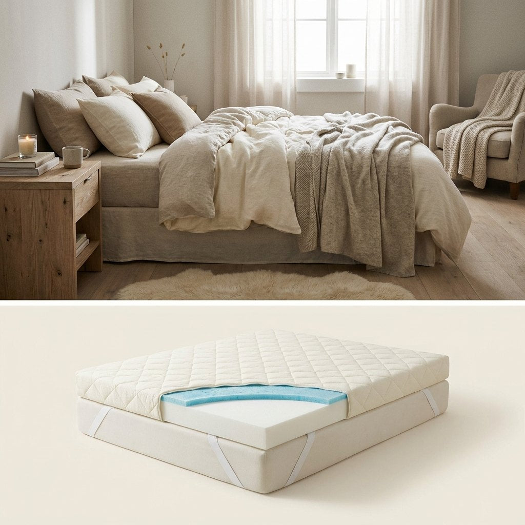 Structure du surmatelas : mousse à mémoire de forme et gel