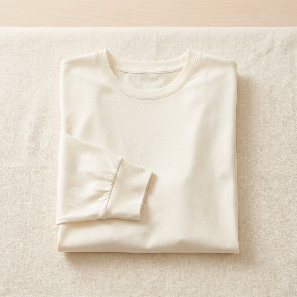 Tricou Bumbac & Mătase cu Mâneci Lungi