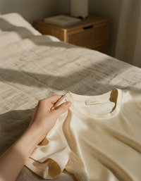 Μπλούζα από Μεταξωτό Μούρου 100% - Στρογγυλή Λαιμόκοψη Κοντά Μανίκια