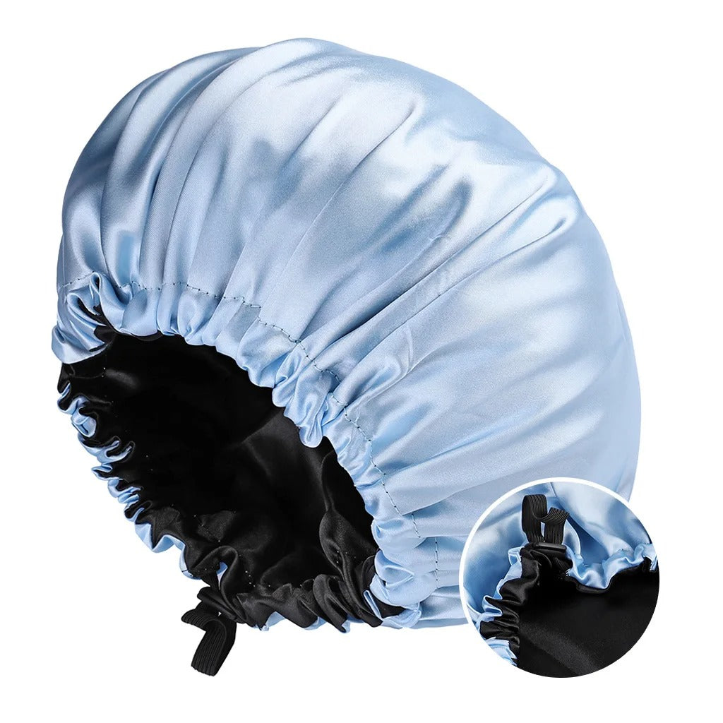 Bonnet en Satin - StudioSoie -  Bleu Clair